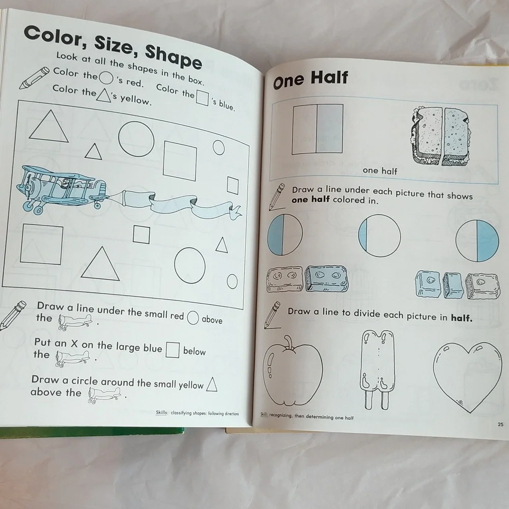 7 Vintage Pre-K Kindergarten & First Grade Educational Workbooks Coloring Books